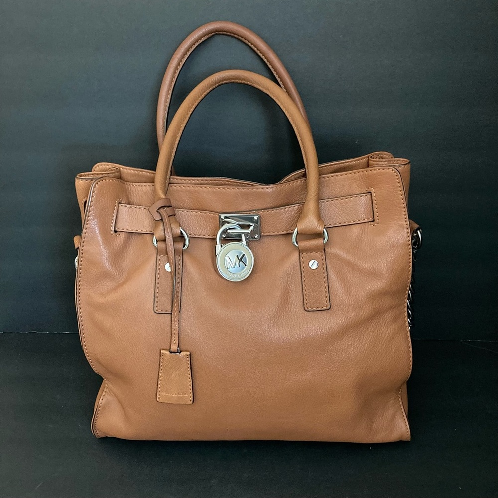 Michael Kors Hamilton Leather Handbag | Sholder Bag Silver Hardware - Picture 6 of 16